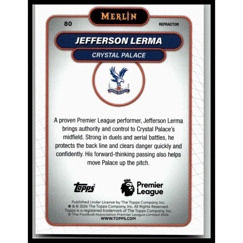 2026 Merlin Premier League #80 Jefferson Lerma Refractor
